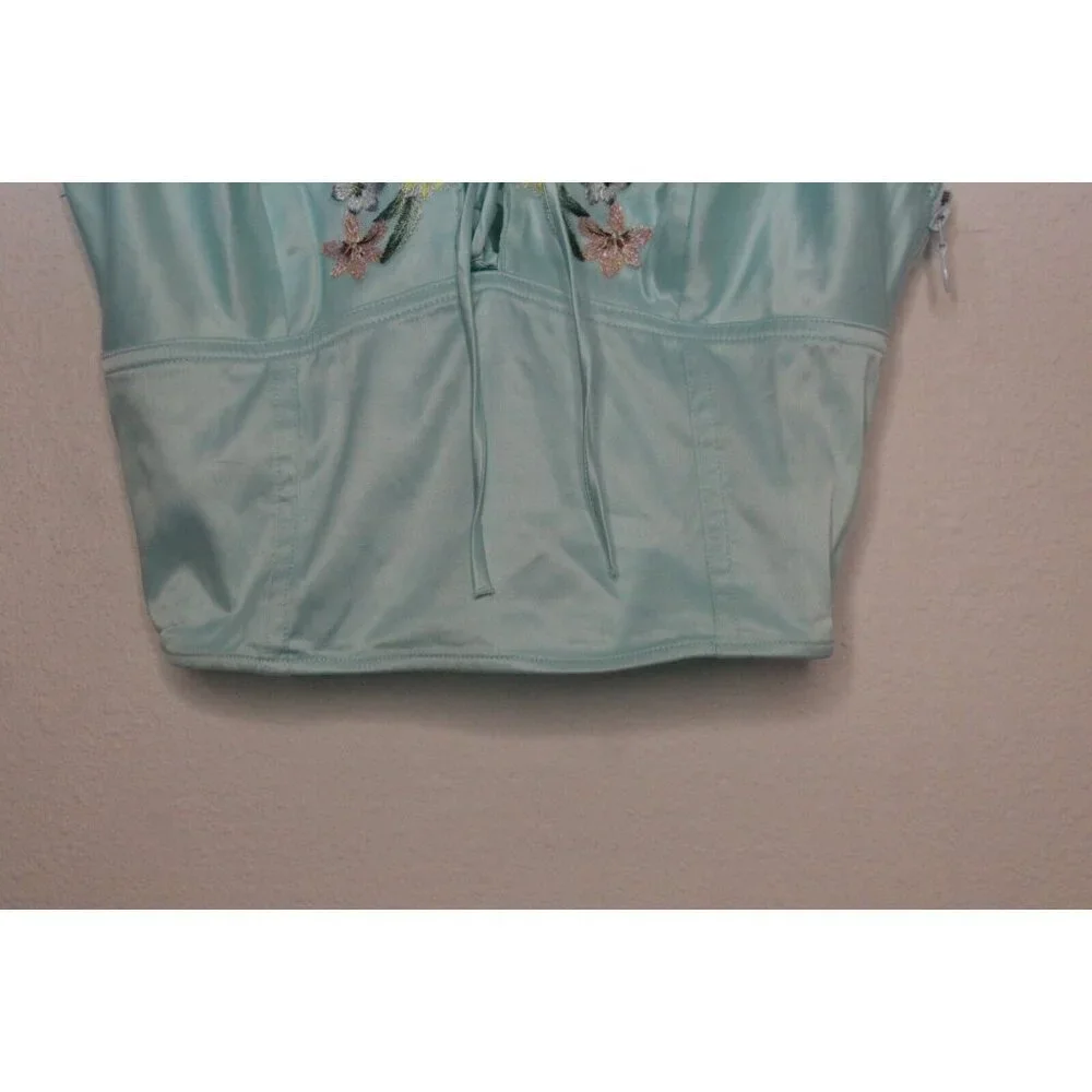 NWT Victoria Secret Lt. Blue/Green Lace Embellished Side Zip Cami Size Small - Picture 4 of 14